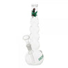 Sleek Greenline glass bubble body water pipe with decorative green leaf design