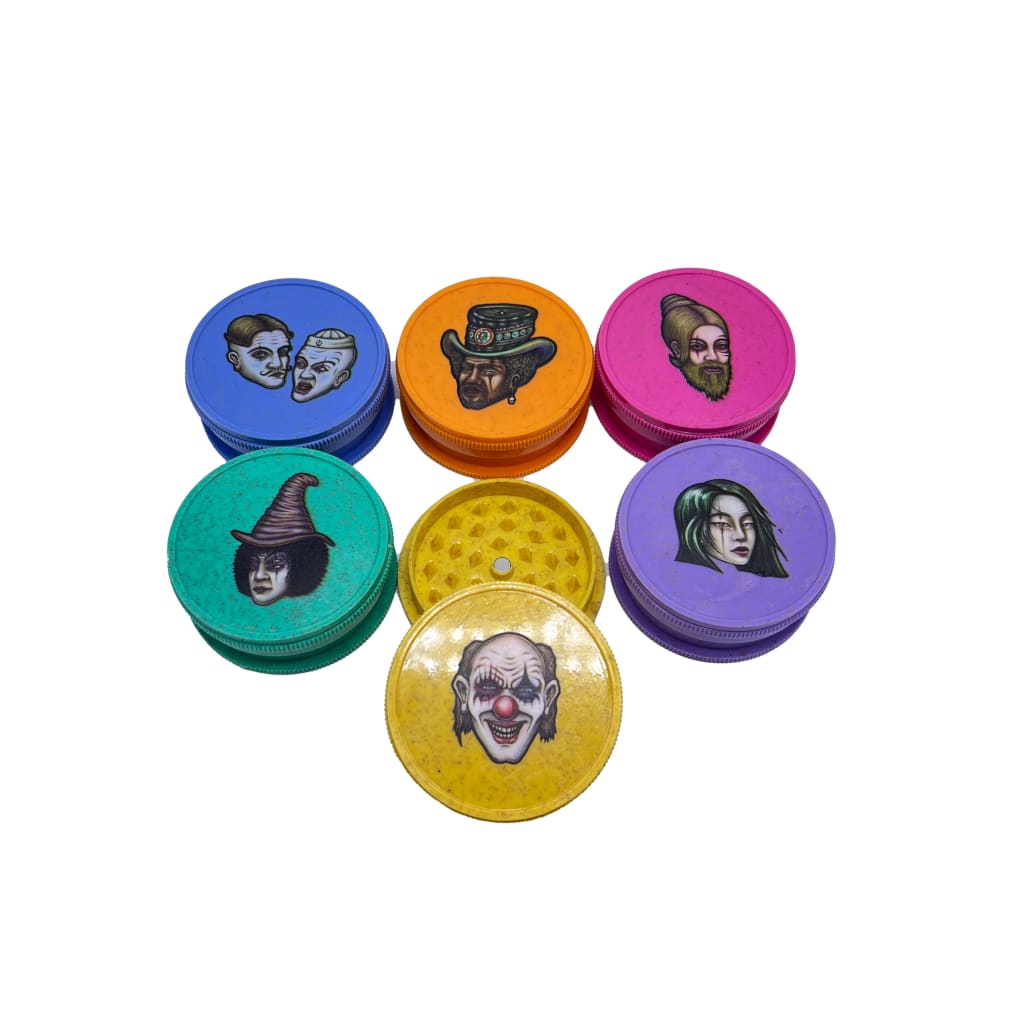 Colorful character face circular grinders - Grinder Biodegradable display