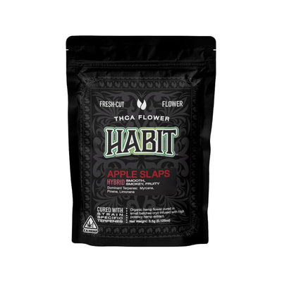 Black Packaging Pouch For Habit Brand Apple Slaps Hybrid Strain Thca Flower Product