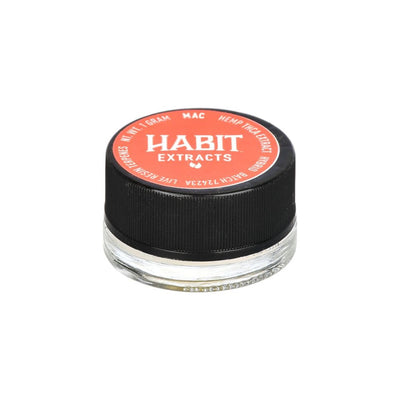Glass Jar With Black Lid ’habit Extracts’ In Red Text - Thca Live Resin Concentrate 1g