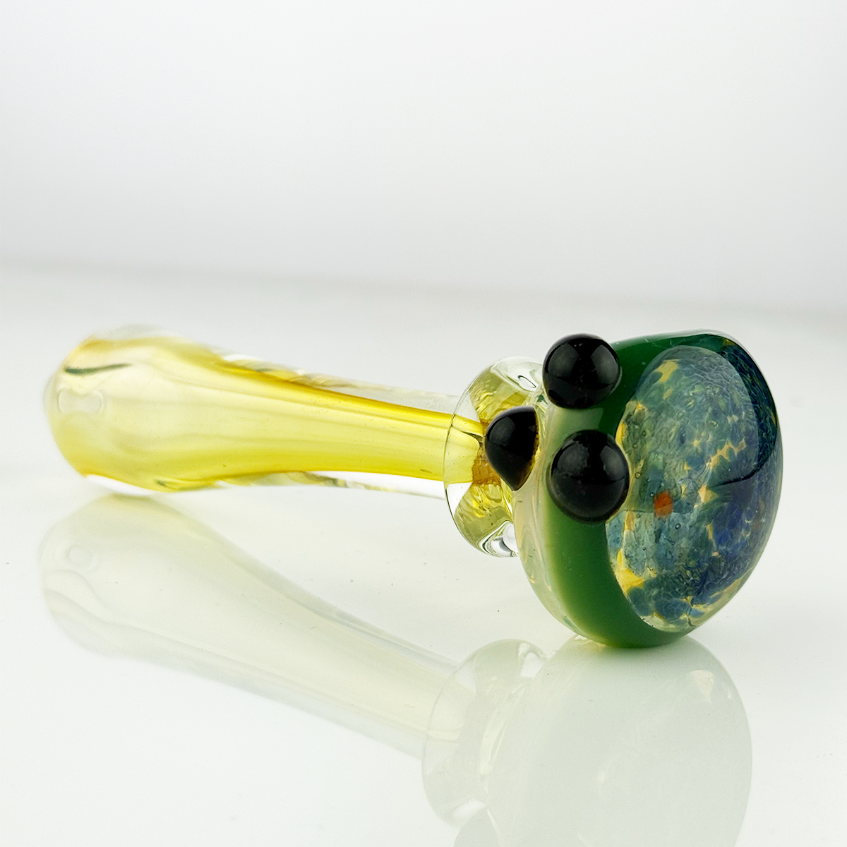 Silver Fume Art Glass Hand Pipe with Black Frit