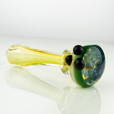 Silver Fume Art Glass Hand Pipe with Black Frit