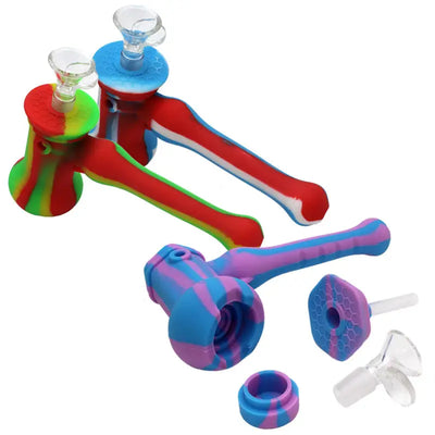 Hammer silicone bubbler with colorful silicone sets, glass bowl, honeycomb accessories