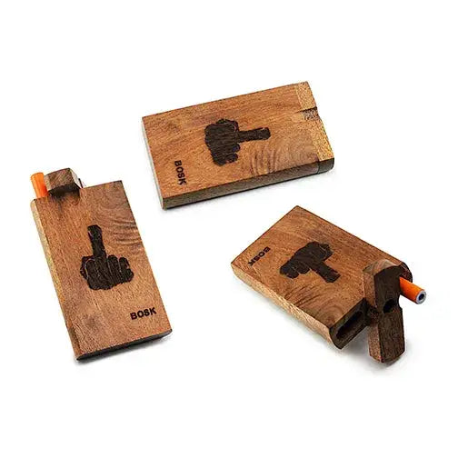 Handmade wooden middle finger dugout with carved design