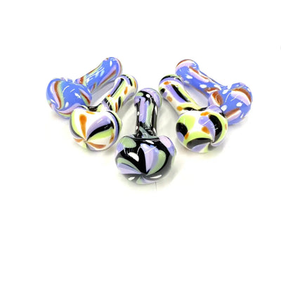 Colorful glass slime hand pipe for vibrant smoking, part of the Happy Fumes Glass collection