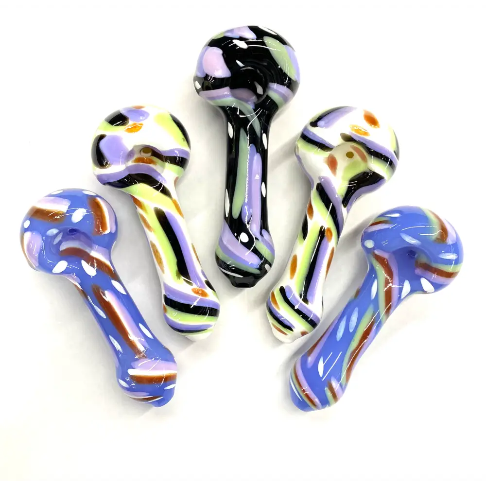 Colorful glass slime hand pipe for vibrant smoking experience with happy fumes glass design