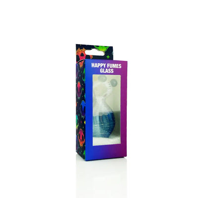 Boxed Happy Fumes Glass with Bubble Trap Design and Slime Color Hand Pipe Packaging