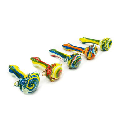 Colorful glass hand pipe spoon with wigwag marble design for smoking pleasure