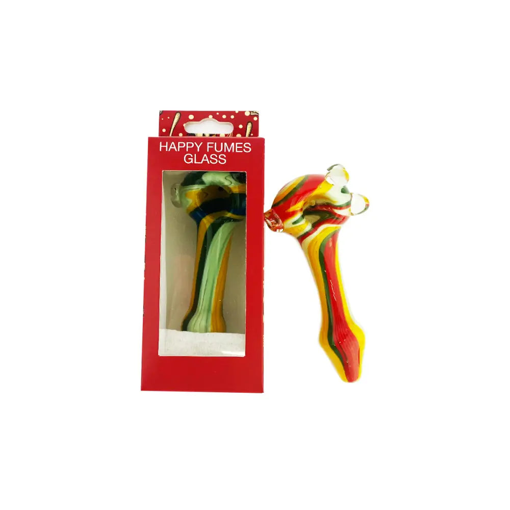 Colorful Glass Hand Pipe Spoon with Wigwag Marble Design and Packaging