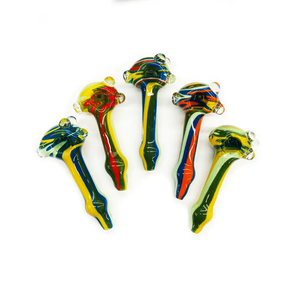 Colorful glass hand pipe spoon with wigwag marble design for smoking enjoyment