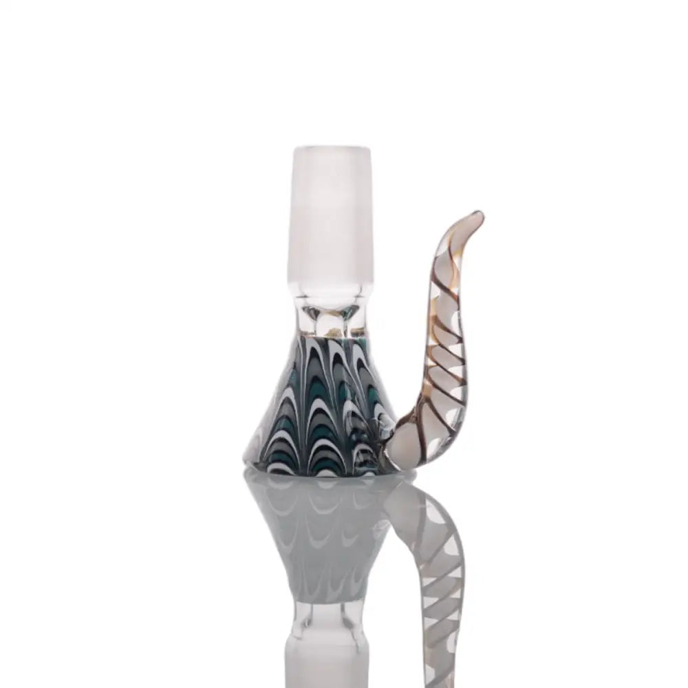 Heady style colorful glass bowl with 18mm male joint and marbled swirl base