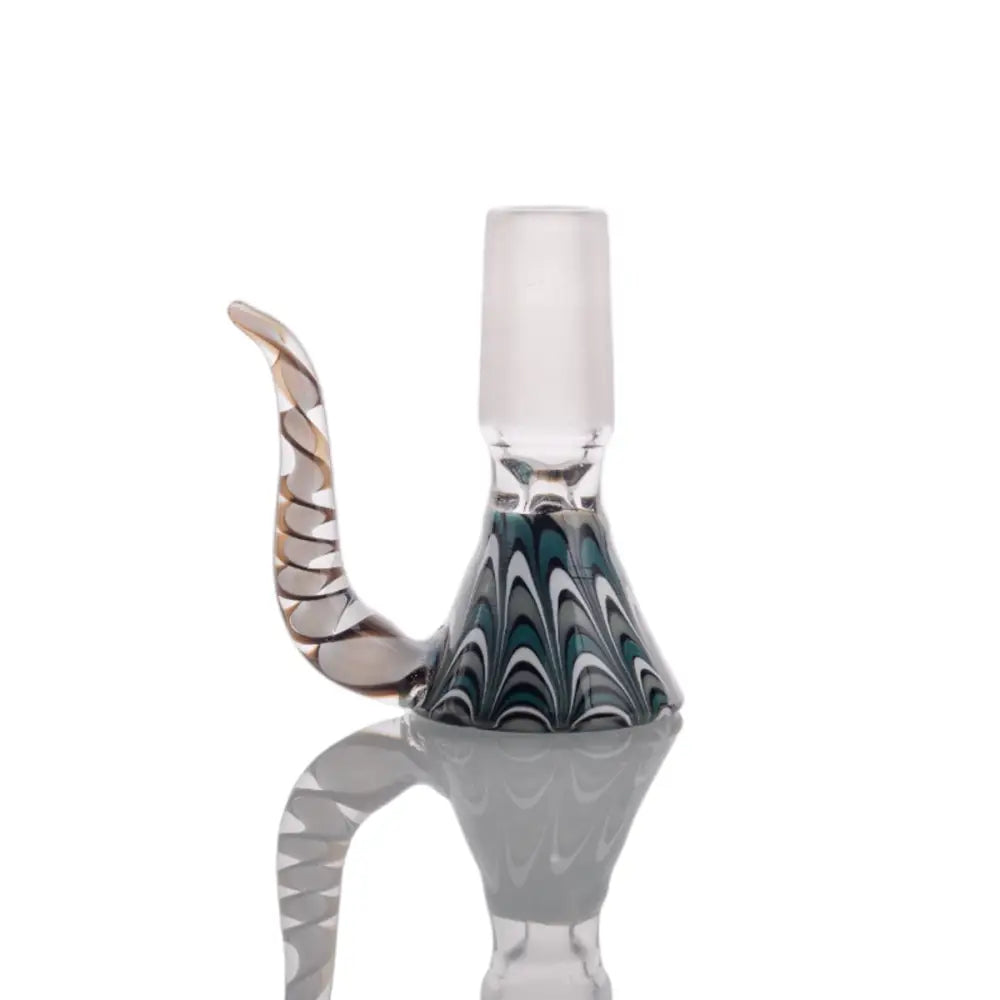 Heady style glass bong bowl with 18mm male joint, teal marbled design
