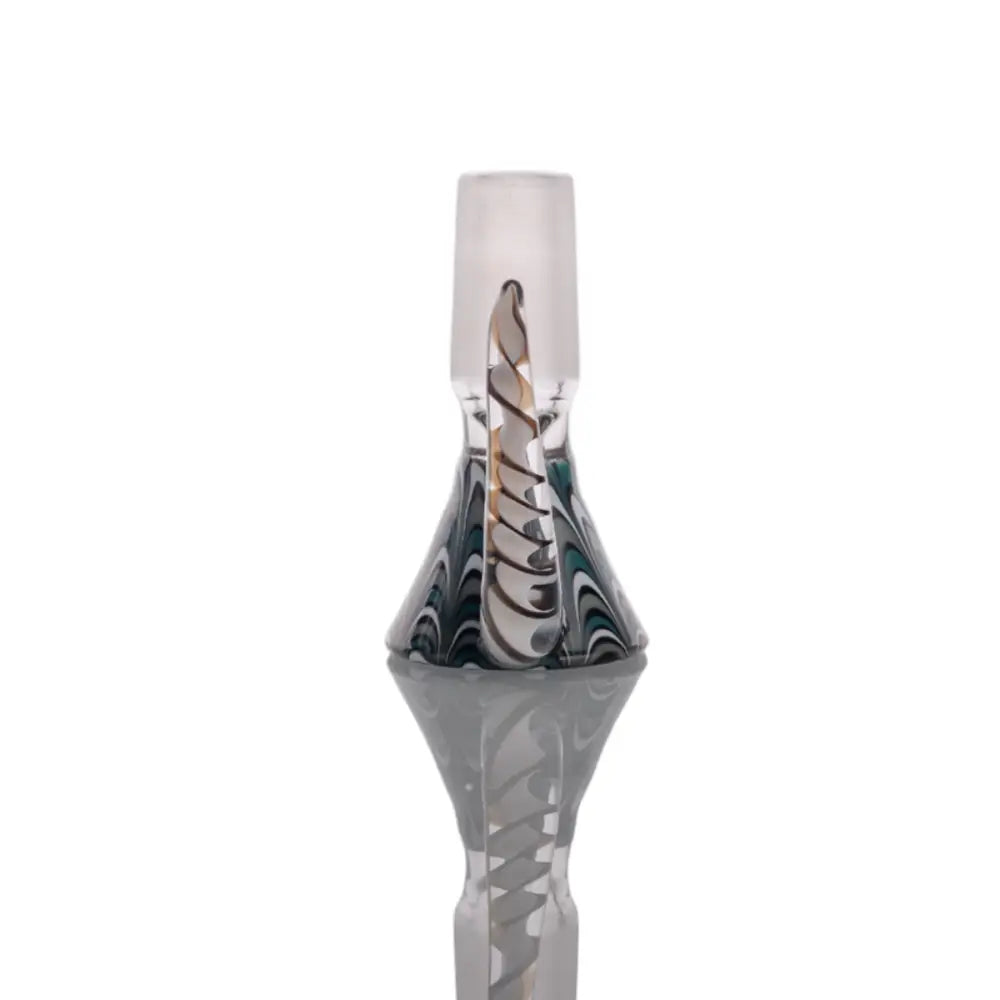 Heady style colorful glass bong with 18mm male joint, gold teal marble design