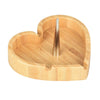 Heart-shaped bamboo ashtray with a spike and built-in cigarette rests for stylish disposal