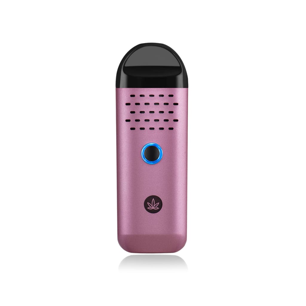 Pink Electronic Dry Herb Vaporizer With Air Vents And Blue Power Button From Herby Dry Herb Series