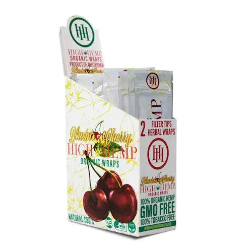 High Hemp Organic Blunt Wraps cherry-flavored in green box