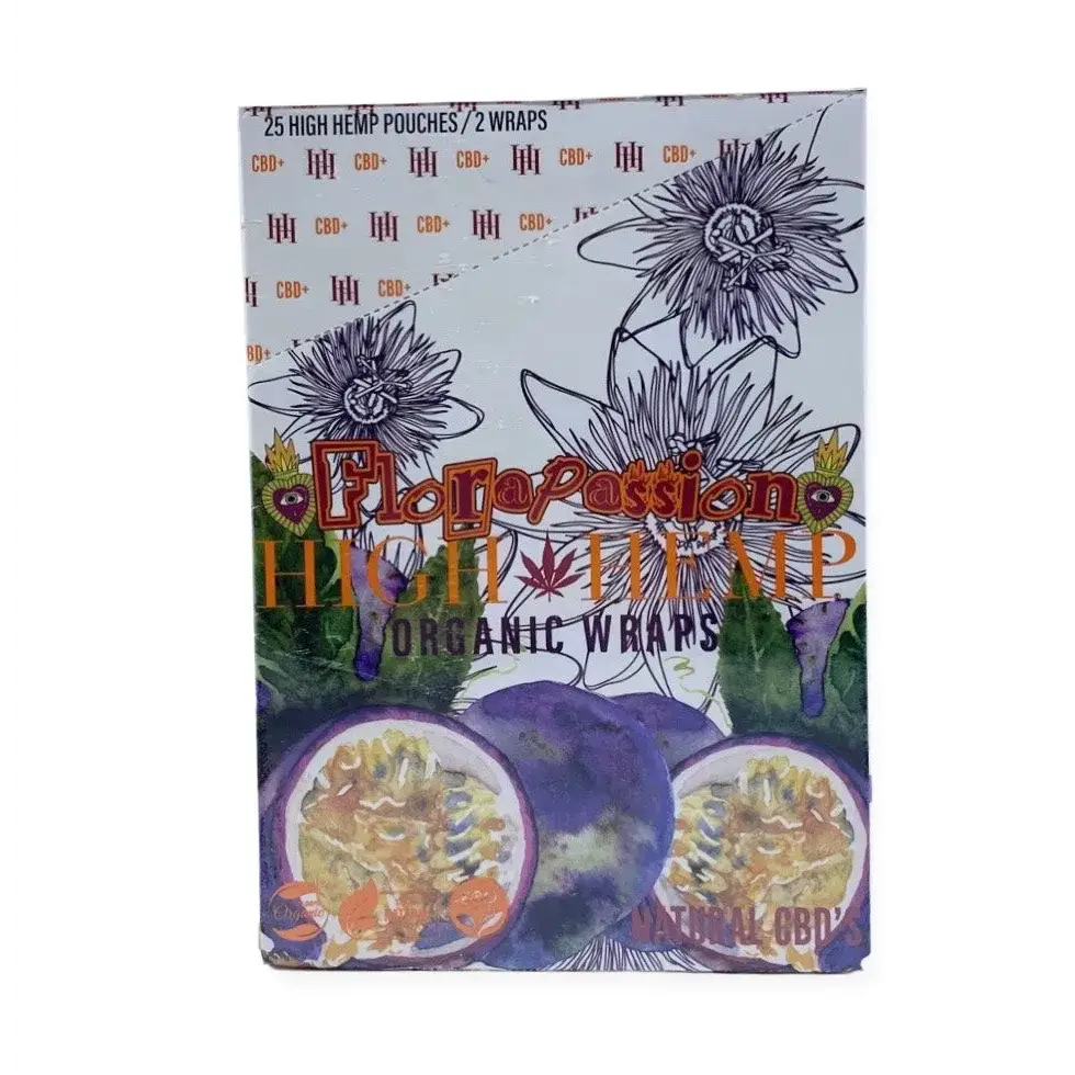 High Hemp Organic Blunt Wraps with colorful Florapassion packaging