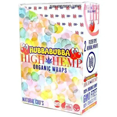 High Hemp Organic Blunt Wraps in colorful Hubba Bubba box