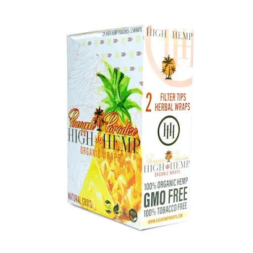 High Hemp organic blunt wraps Pineapple Paradise in tropical box