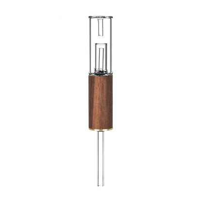 Honey Labs Honeydabber Vapor Straw with Cylindrical Glass, Wood, and Removable Bubbler Attachment