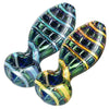 Iridescent Jewel Flat Neck Glass Pipe: Vibrant Geometric Patterns And Swirling Designs