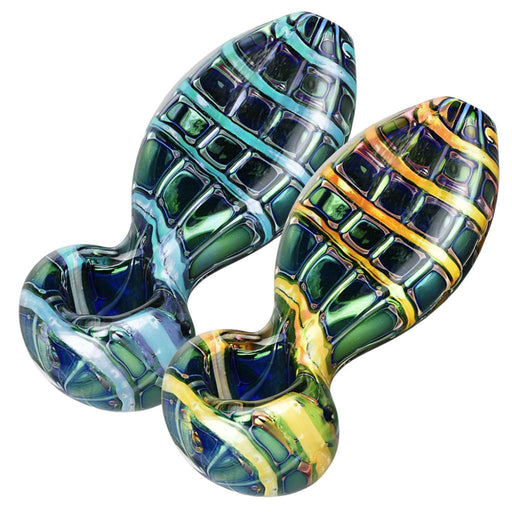 Iridescent Jewel Flat Neck Glass Pipe - 4.5’ / Colors