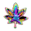 Iridescent Rainbow Hemp Leaf Ashtray With Cigarette Rests And Color-shifting Finish