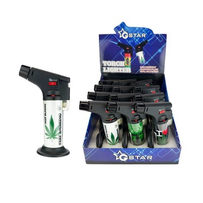 Botanical Leaf Print Table Torches - 12 Piece Set