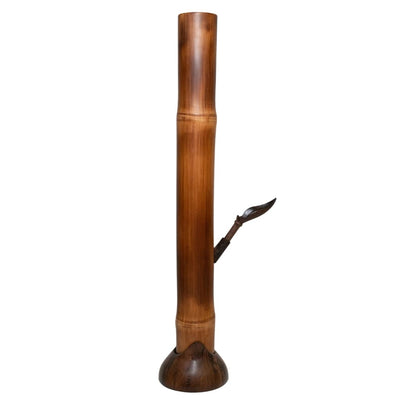 Sustainable bamboo bong set with wooden leaf bowl and curved metal mouthpiece