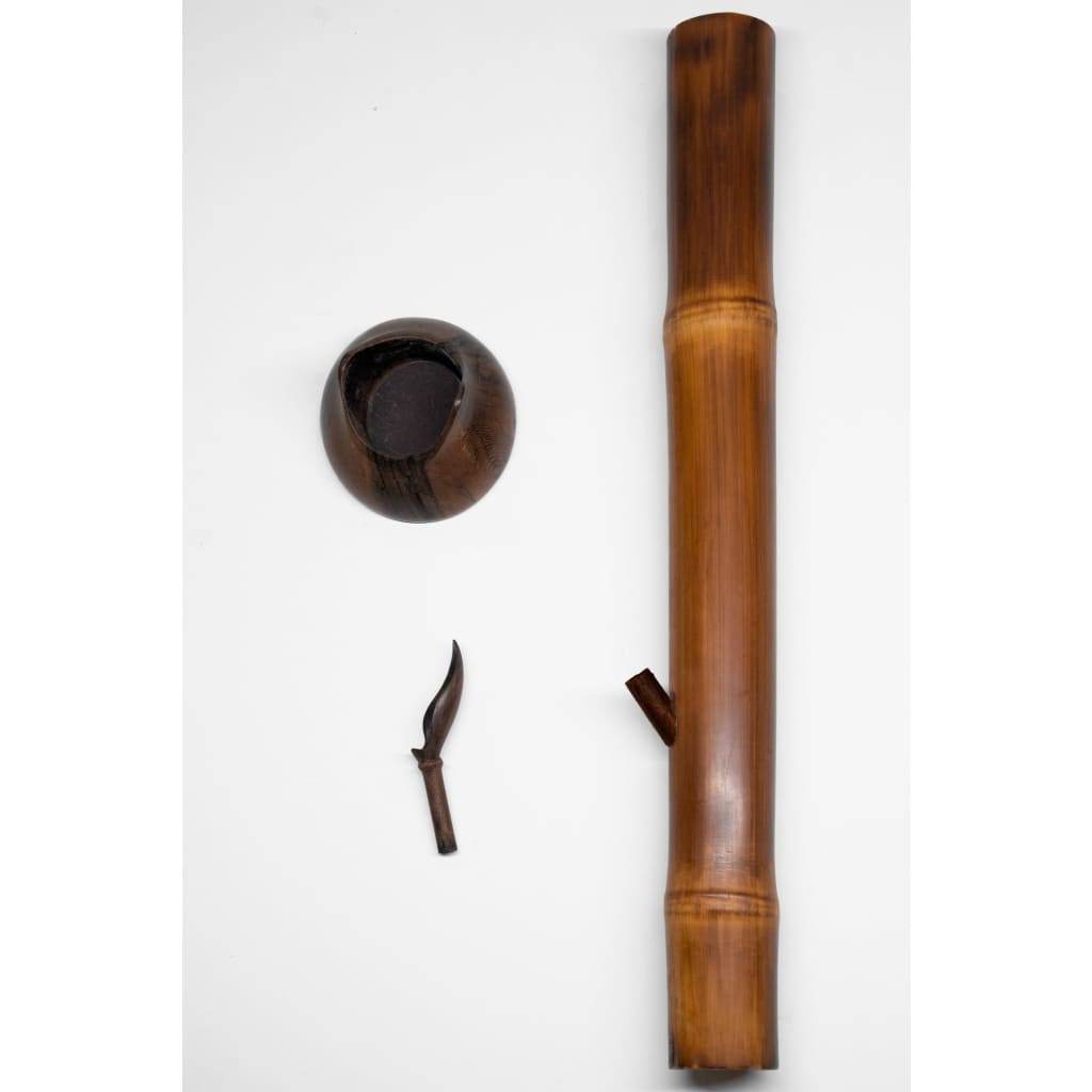 Bamboo Bong Set with Wooden Leaf Bowl for Eco Smokers
