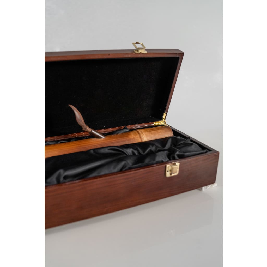 Eco-friendly bamboo bong set with wooden leaf bowl in mahogany box