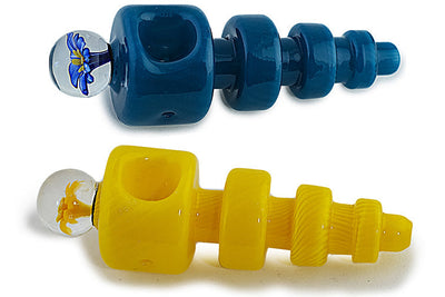 Artisan Flower Glass Pipe with Decorative Marble
