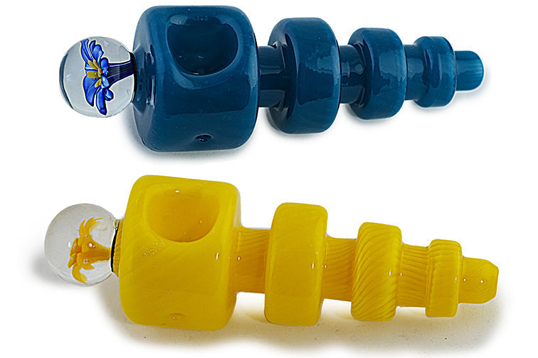 Artisan Flower Glass Pipe with Decorative Marble