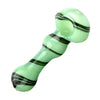 Jade Green Black Swirl Spoon Pipe - 4 Inch Glass with swirling green and black stripes