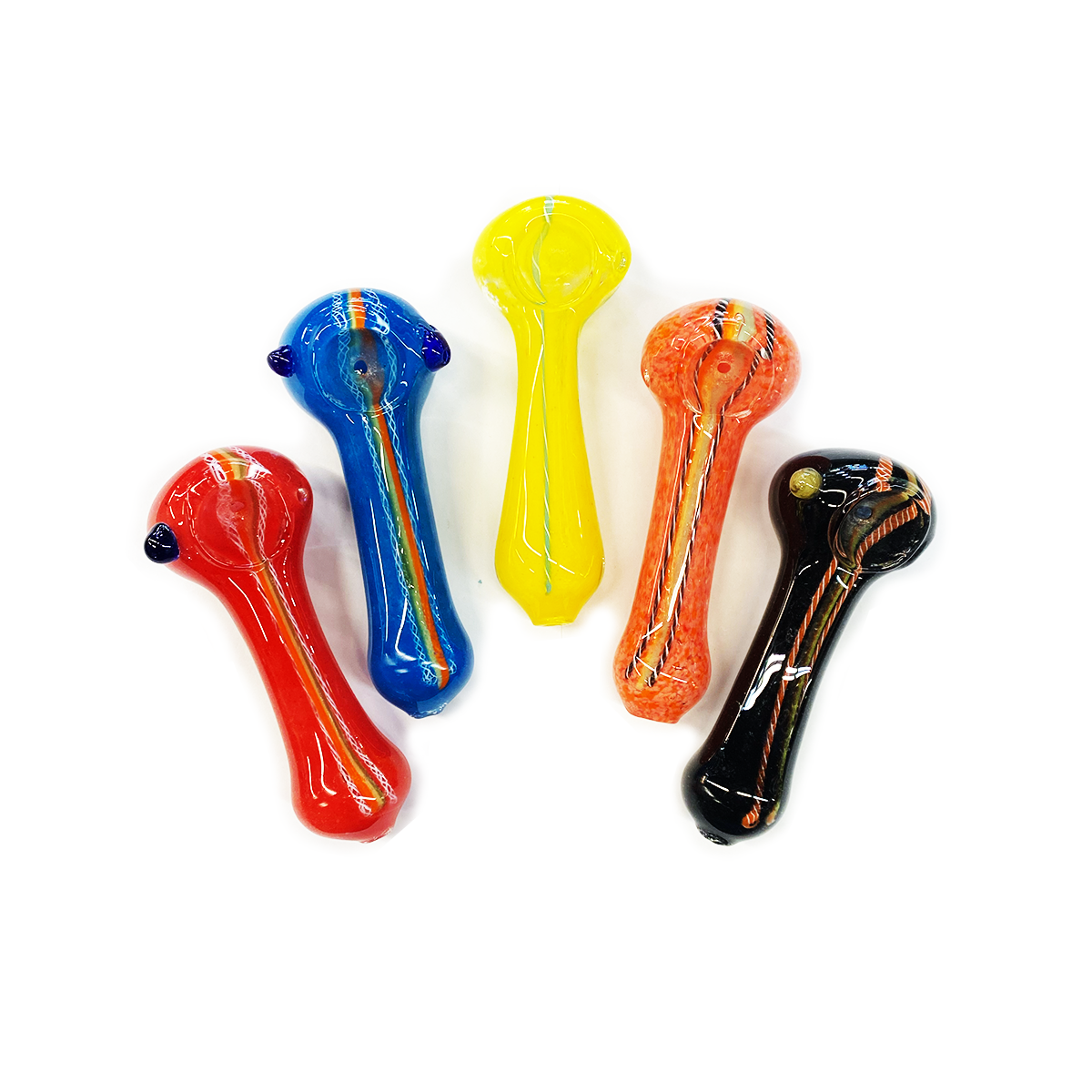 Vibrant Rasta Frit Glass Hand Pipe 4.5 Inch