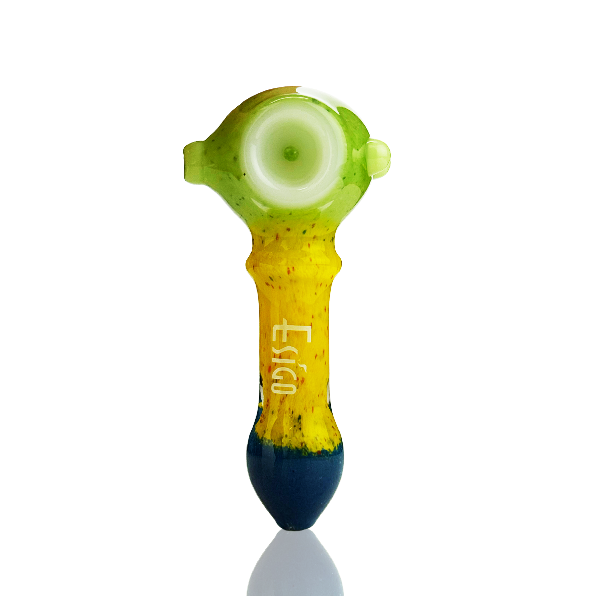 Tricolor Frit Glass Spoon Pipe, 4.5 Inch