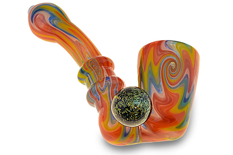 Dichroic Marbled Glass Sherlock Pipe