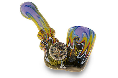 Dichroic Marbled Glass Sherlock Pipe
