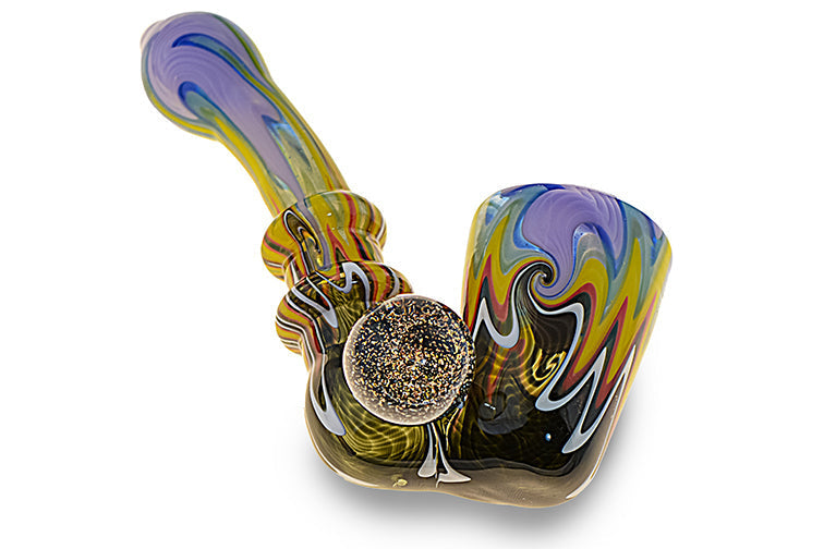 Dichroic Marbled Glass Sherlock Pipe