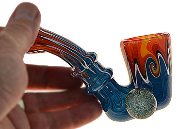 Dichroic Marbled Glass Sherlock Pipe