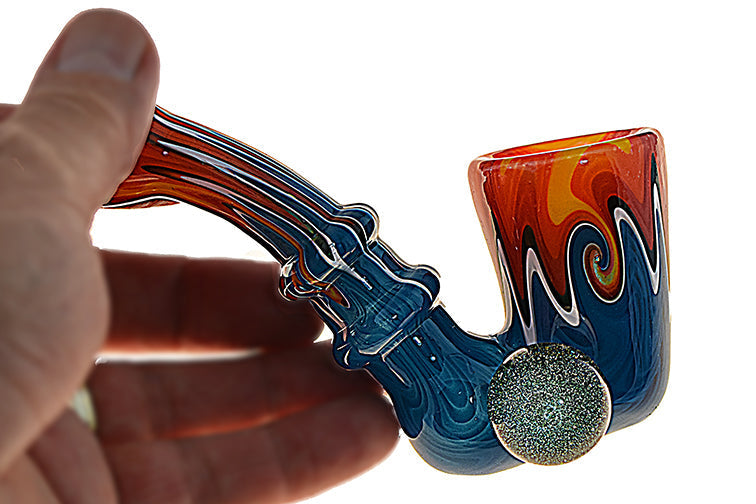 Dichroic Marbled Glass Sherlock Pipe