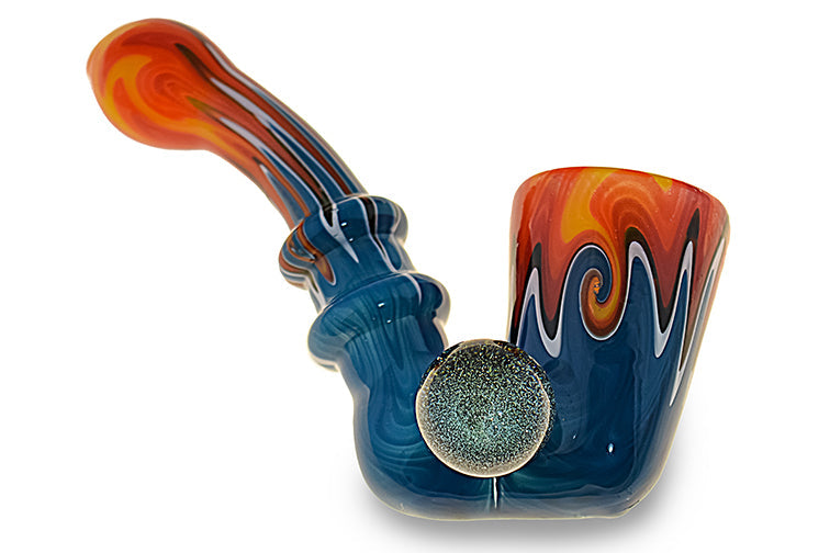 Dichroic Marbled Glass Sherlock Pipe