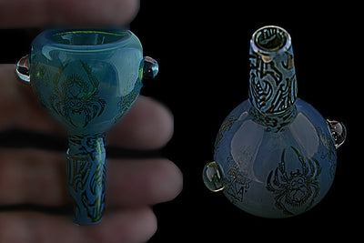 Intricate Fume Glass Herbal Bowl