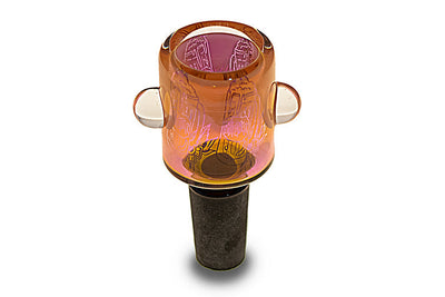 Artisan Fumed Glass Herbal Bowl with Black Base