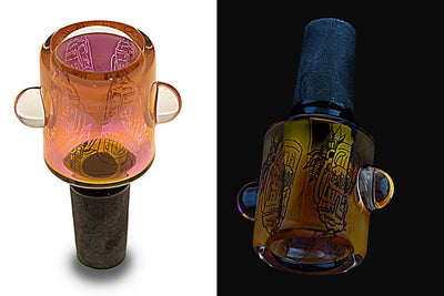 Artisan Fumed Glass Herbal Bowl with Black Base