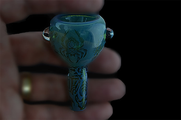 Intricate Fume Glass Herbal Bowl