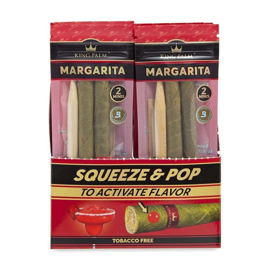 Packages of King Palm Dual Flavor Fusion Margarita Wraps with Corn Husk Filter, mini size