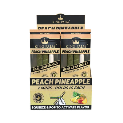 King Palm mini size peach pineapple leaf rolls with corn husk filter in display box