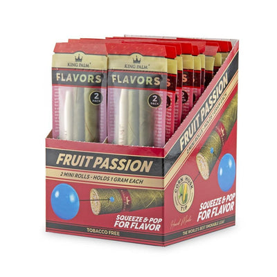 King Palm Dual Flavor Fusion mini rolls with corn husk filter in a display box