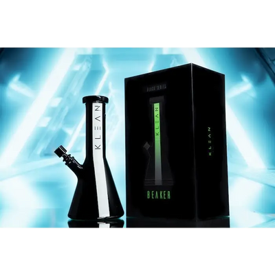 Black glass beaker bong with packaging from Klean Glass Heavy Duty Water Pipe for Connoisseurs